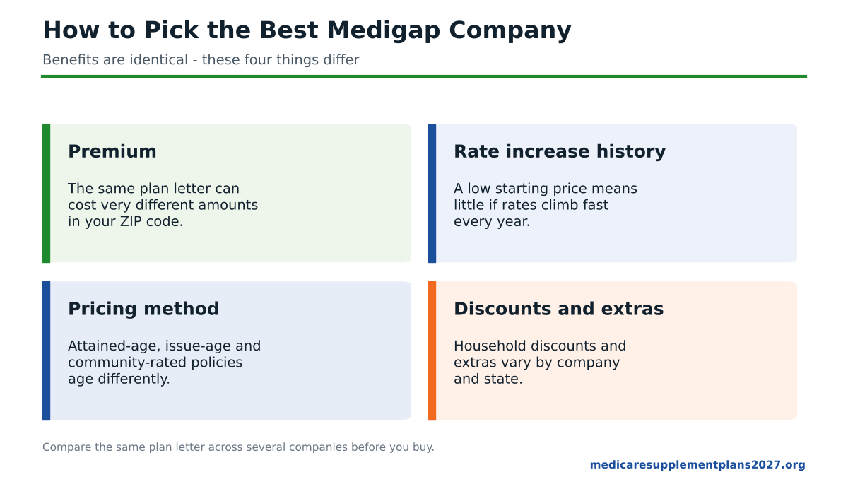 How to choose the best Medicare Supplement company in 2027 by premium, rate history, pricing method and discounts