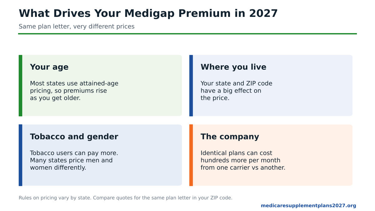 What drives Medicare Supplement plan cost in 2027: age, location, tobacco use, gender and the insurance company
